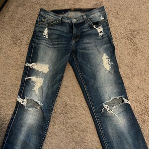 7 For All Mankind Ripped Skinny Jeans